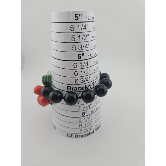 Brighton Bauble Charm Beaded Bracelet 7" Red Apple Inch Worm Eclectic Artsy - Picture 5 of 5